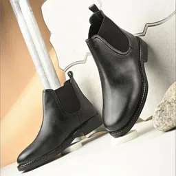 CARLO ROMANO Men Mid-Top Slip On Round Toe Chelsea Boots-picture-47