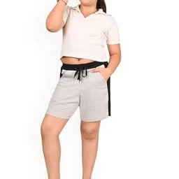 BAESD Girls Pack Of 2 Cotton Solid Regular Bermuda Shorts image 2