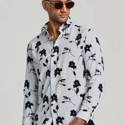 Snitch Men Smart Slim Fit Floral Opaque Printed Casual Shirt-image-70