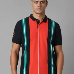 Louis Philippe Sport Men Striped Polo Collar Pure Cotton Slim Fit T-shirt-picture-52