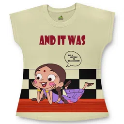 Chhota Bheem Girls Chhota Bheem Graphic Printed Round Neck Cotton Oversized T-shirt-picture-53