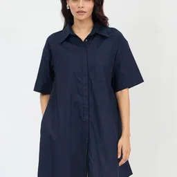 FEMMELLA Women Shirt Collar Shirt Mini Dress-image-58