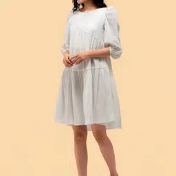 all about you Puff Sleeve Crepe A-Line Dress image 3