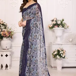 KALINI Navy Blue Poly Georgette Printed Sarees image 4
