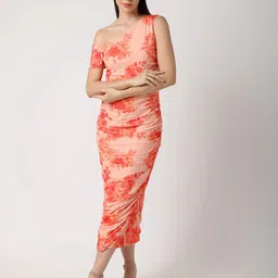 BLANC9 Floral Print One Shoulder Sheath Midi Dress image 1