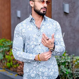 TRYBUY.IN Premium Floral Printed Roll-Up Sleeves Wrinkle Free Casual Shirt-picture-26