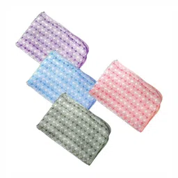 HOUSSE 4Pcs Purple & Blue Printed Microfibre 350 GSM Hand Towels image 1