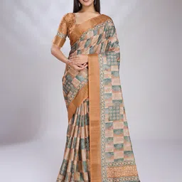 KALINI Ethnic Motifs Printed Saree With Blouse Piece-picture-13