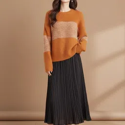 HERE&NOW Women Striped Long Sleeves Pullover Sweater-picture-26