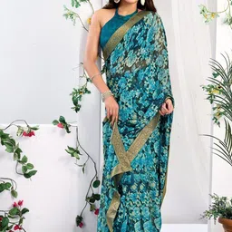 KALINI Floral Poly Chiffon Saree image 3