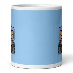 Mr UVD White & Blue Graphic Printed Ceramic Matte Mug 350 ml image 5