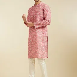 Diwas by Manyavar Geometric Printed Mandarin Collar Straight Kurta image 3
