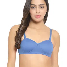 Women Cotton Blue,L-Blue Padded Non-Wired Lingerie Bra Sport wear Gym Crop Tank Top-image-19