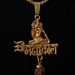 Japam Golden Shiva Rudraksha Mahakal Pendants With Chains-image-1