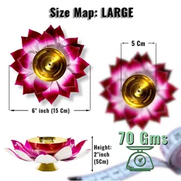 Lamina Set of 2 Lotus Shaped Large Size Brass Diya-6inch image 4