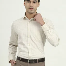 Greenfibre Tartan Checked Cutaway Collar Slim Fit Formal Cotton Shirt-image-10