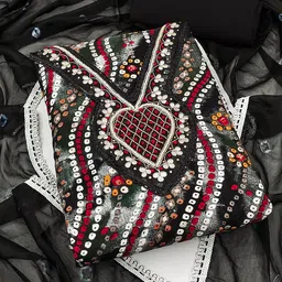 SAINOOR Embellished Semi-Stitched Dress Material-picture-27