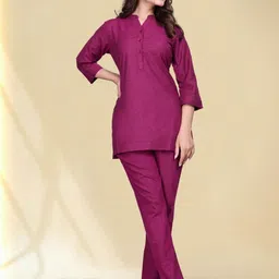 Zanies Mandarin Collar Three-Quarter Sleeves Straight Co-ord set image 5