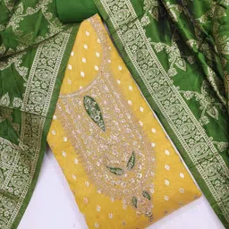 LeeliPeeri Designer Floral Embroidered Gotta Patti Silk Jacquard Unstitched Dress Material-picture-32