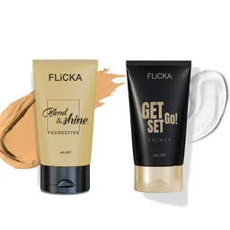 FLiCKA 2Pcs Makeup Combo - Get Set Go SPF Primer & Blend Shine Foundation with SPF-picture-37