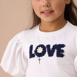 Angel & Rocket Print Puff Sleeve Top image 3