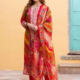 GoSriKi Women Ethnic Motifs Printed Regular Kurta with Trousers & With Dupatta-picture-23
