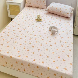JC HOME Pink Conversational 140 TC Fitted Queen Bedsheet -1.50 m x 2 m image 4