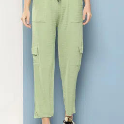 BAESD Women Textured Self Design Mid-Rise Cotton Cargos-image-48