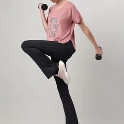 MKH Women Typography Printed Drop-Shoulder Sleeves Dri-FIT T-shirt image 3