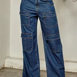 DressBerry Women Comfort Wide Leg High-Rise Light Fade Acid Wash Stretchable Jeans-image-80