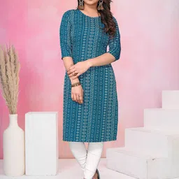 KETAKI FASHION Collection Of 4 Floral Printed Round Neck Crepe Kurta image 2