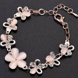 TheVineGirl Fashion Flower Rose Gold Plated Crystal Bracelet for Girls and Women image 4