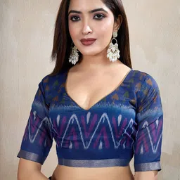 Jinal & Jinal Ethnic Motifs Zari Handloom Pochampally Saree image 5