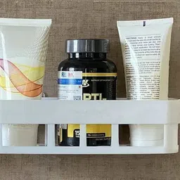 Self Adhesive Multi-Purpose Wall Hanging BATHROOM floating Shelf 1.1 Plastic Wall Shelf-image-22