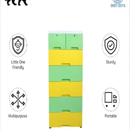 The Tickle Toe Kids Yellow & Green Durable & Eco-Friendly 7-Drawer Storage Chest image 5
