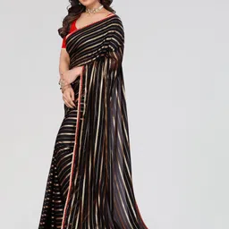 REDFISH Striped Bollywood Georgette Saree image 3