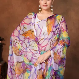 Garden Vareli Floral Printed Pure Chiffon Saree image 2
