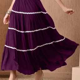reswal enterprises Women Solid Tiered Purple Skirt image 3