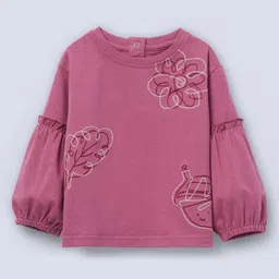 Ed-a-Mamma Infant Girls Embroidered Round Neck Drop-Shoulder Sleeves Regular Fit T-shirt-image-68