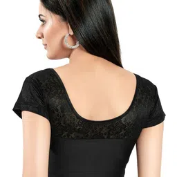 KALINI Women Self Designed Round Neck Non-Padded Saree Blouse image 3