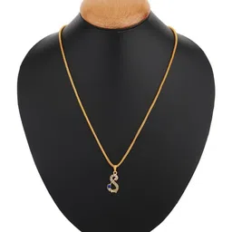 Rashifaashion Unisex Stainless Steel Artificial Stones Studded Pendant With Chain image 2