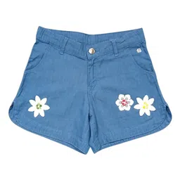 Gini and Jony Girls Floral Printed Regular Fit Mid-Rise Denim Shorts image 1