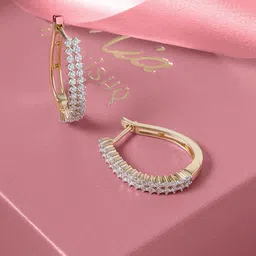 Mia by Tanishq 14KT Gold Natural Diamond Hoop Earrings - 4.538 gm-image-52