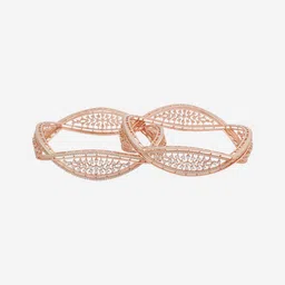Kushal's Fashion Jewellery Set Of 2 Rose Gold-Plated American Diamond Studded Bangles image 2