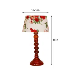 Vicenza Red Fabric Shade Night Lamp With Wood Base By BrightDaisy image 3