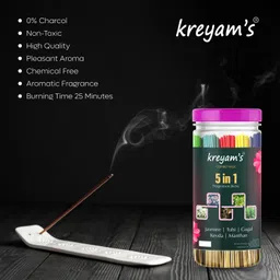 kreyam's Nature smells Incense Stick For Puja Meditation And Negative Energy remover Agarbatti Jasmin, Tulsi, Gugal, Kevda, Manthan Pooja Items image 2