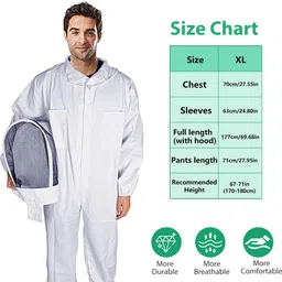 gustave Bee Suit with Mesh Hood Zip Up Long Sleeve for Adults 175185cm Safety Jacket image 2