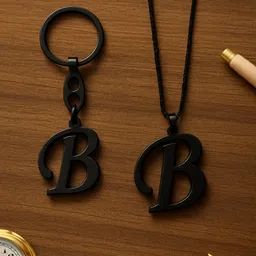 ruby collection Stylish B Letter Pendant With Chain + B Letter Keychain Combo Alloy Chain-picture-17