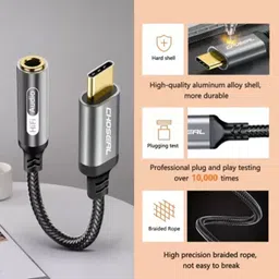CHOSEAL Grey Usb Type C To 3.5 Mm Audio Jack Connector With Hi-Res Dac Headphone Converter Phone Converter image 3