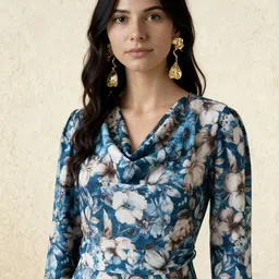 globus Women A-line Blue Midi/Calf Length Dress image 5